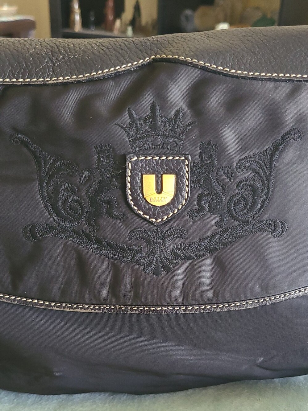 Bally U Collection Black Crossbody Shoulder Bag with Gold Accents - Picture 2 of 15